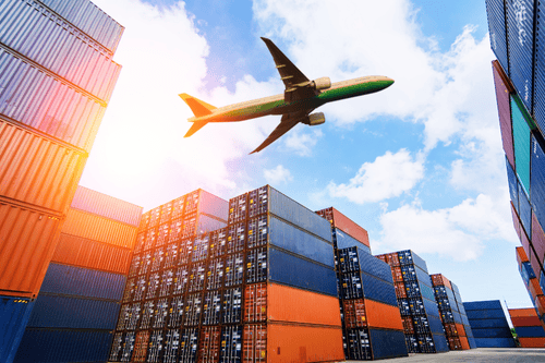 A photo about IATA and bonded warehouse security, with several containers