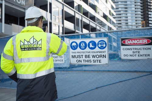 “Security officer supporting workplace safety during National Safe Work Month 2025”