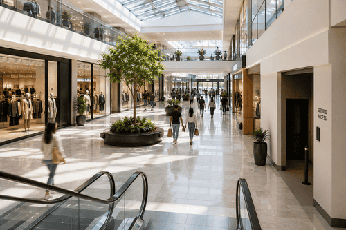 shopping centre security patrol in active retail environment